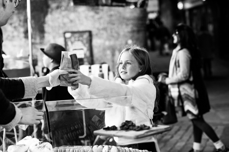 Girl reaching out to hand.