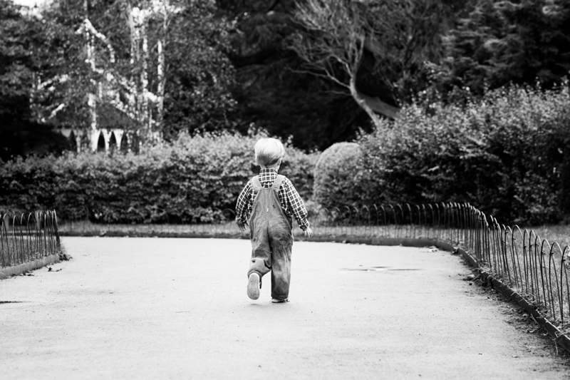 Little boy walking away