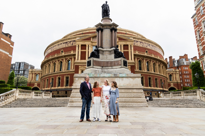 Four people standing in front of the Royal Albert Hall