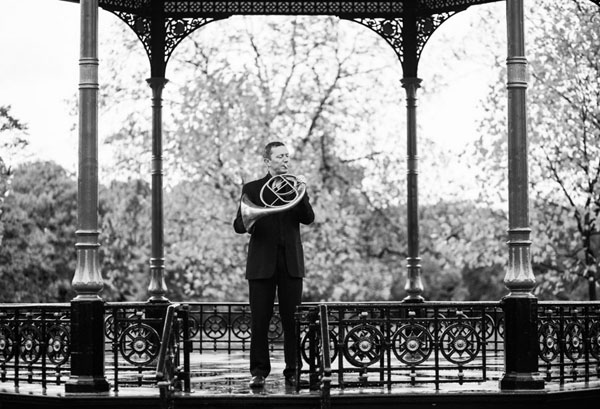 Musician in band stand