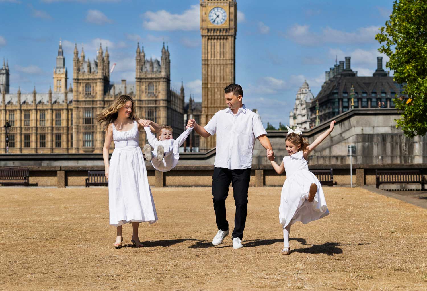 Family photo in front of Big Ben