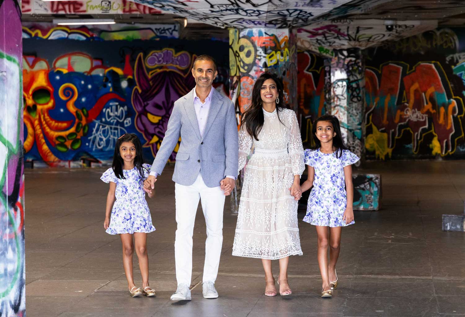 Family photo at London's Southbank