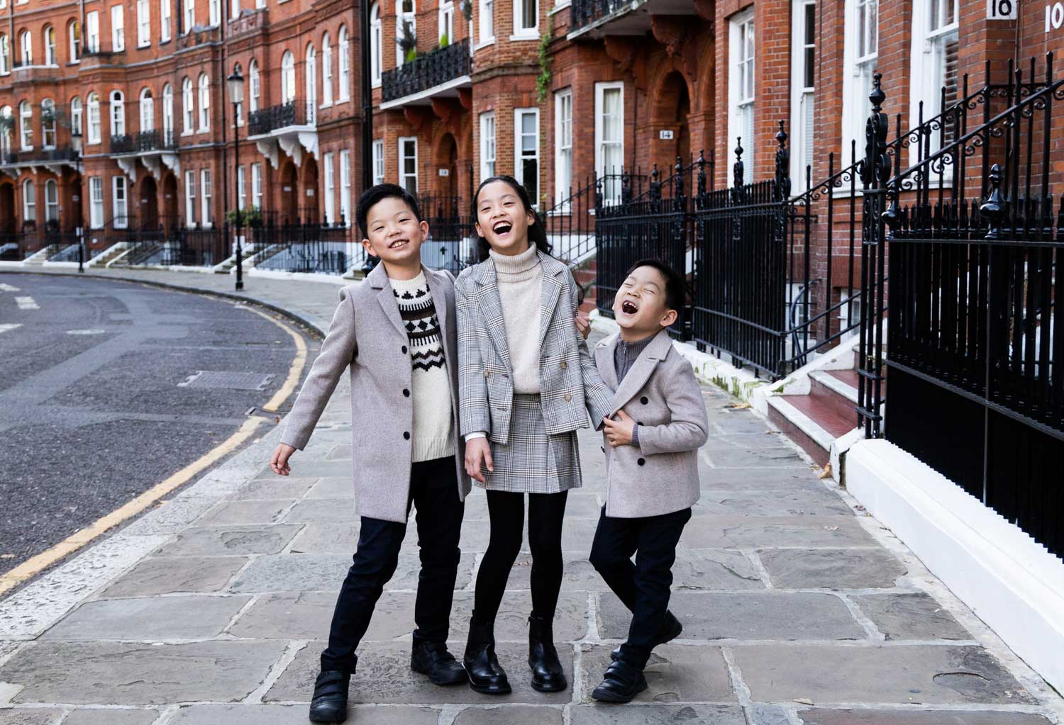 Kids photo on a London street.